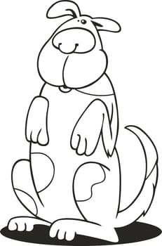 llustration of Funny spotted Dog standing for coloring book