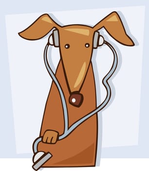 Cartoon illustration of Vet dog with stethoscope