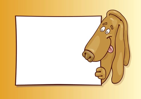 llustration of basset dog with card