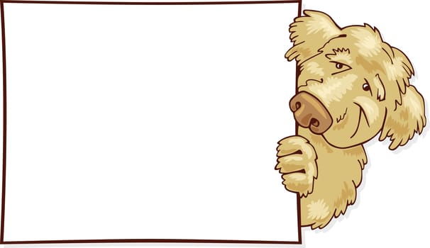 Illustration of Shaggy dog with card