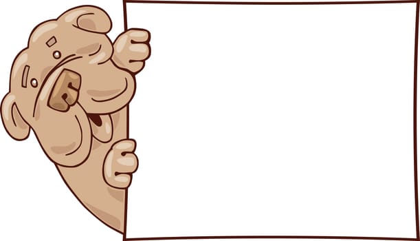 Illustration of bulldog with white card