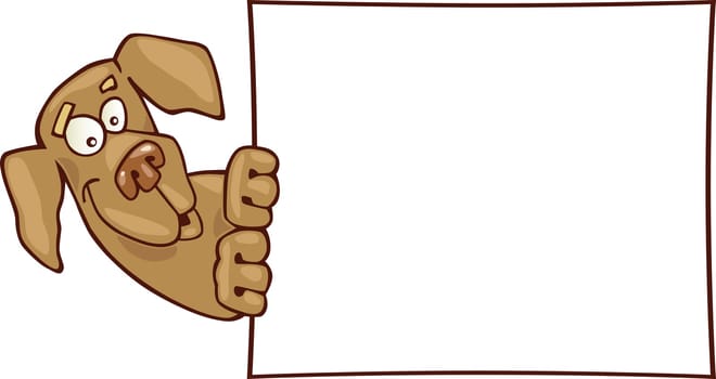 Illustration of pointer dog with white card