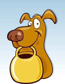 Cartoon illustration of funny dog with shopping bag