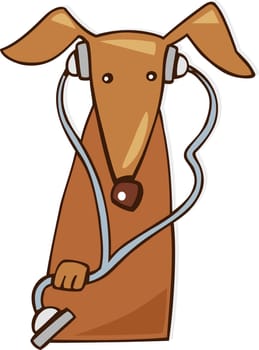 Cartoon illustration of Vet dog with stethoscope