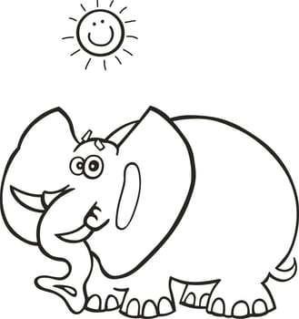 Illustration of funny african elephant for coloring book