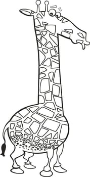 Illustration of funny giraffe for coloring book