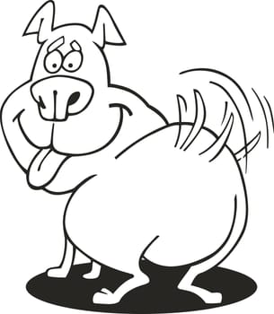illustration of Happy Dog for coloring book