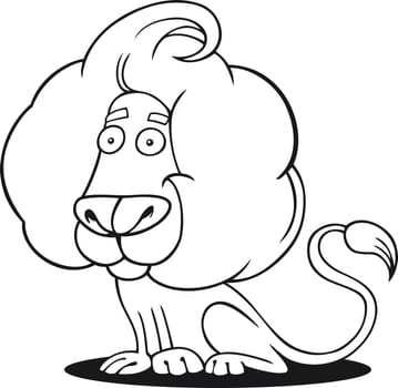 cartoon illustration of funny lion for coloring book