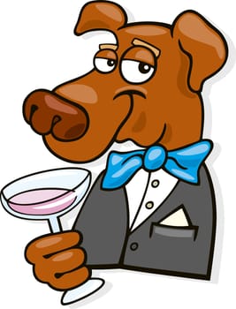 Illustration of elegant dog with glass