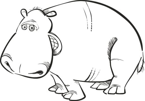Illustration of funny Hippopotamus for coloring book