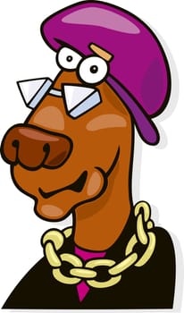 Cartoon illustration of funny eccentric dog