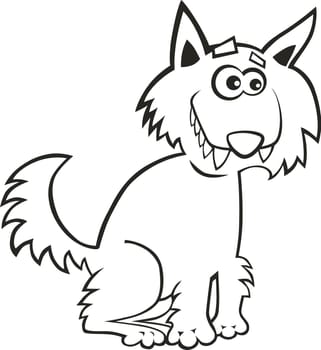 Cartoon illustration of funny wolf for coloring book