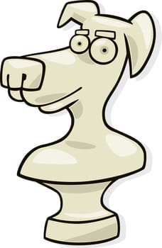 Cartoon illustration of dog sculpture bust