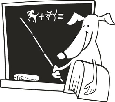 illustration of Dog teacher for coloring book