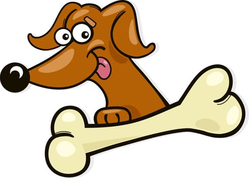 Illustration of funny dog with bone