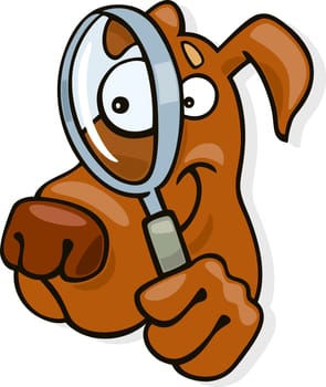 Illustration of dog with magnifying glass