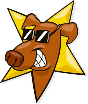 Cartoon illustration of dog in star shape