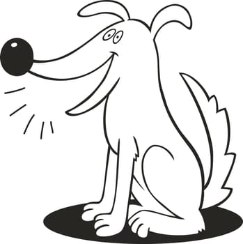 llustration of barking dog for coloring book