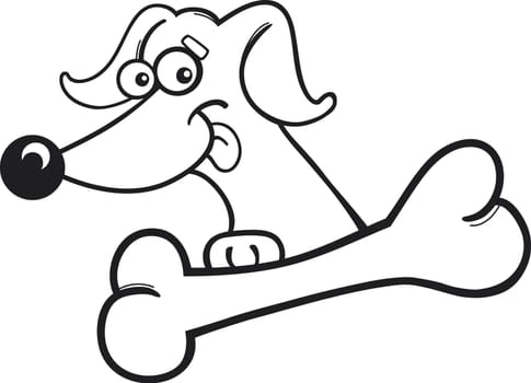 illustration of Dog with bone for coloring book