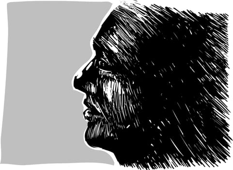 Drawing illustration of man profile