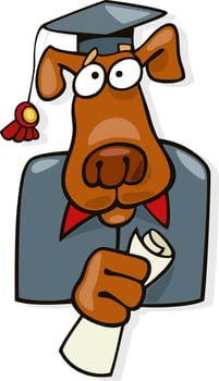llustration of graduate dog with diploma