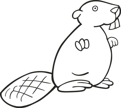 illustration of funny beaver for coloring book