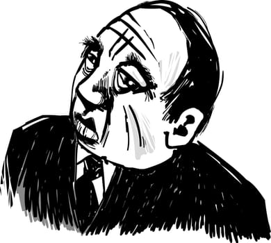 Drawing Illustration of Old Gangster Caricature