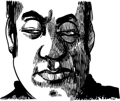 Drawing illustration of wise man face