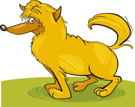 Illustration of funny shaggy yellow dog