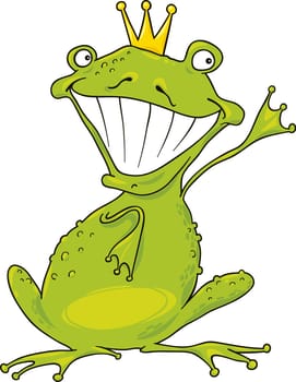 cartoon illustration of funny prince frog