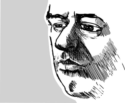 Drawing Illustration of Young Man