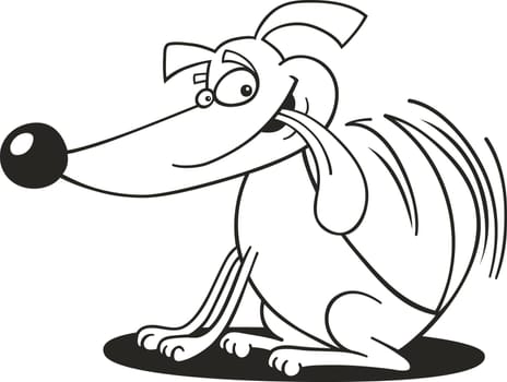 illustration of Dog wagging his tail for coloring book