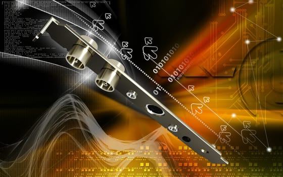 Digital illustration of video capture card in colour background