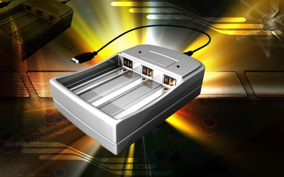 Digital illustration of AAA Charger in colour background