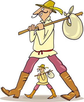Cartoon illustration of two wayfarers