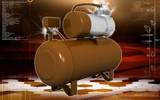 Digital illustration of air compressor in colour background