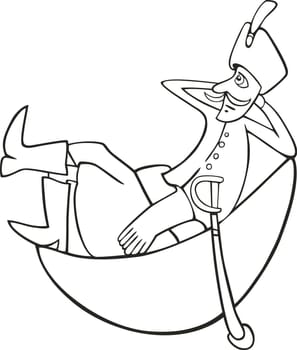 illustration of Man on the moon for coloring book