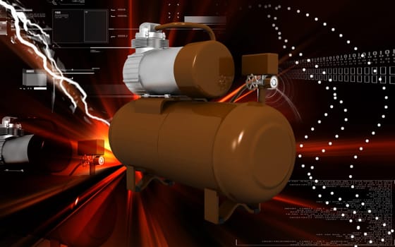Digital illustration of air compressor in colour background
