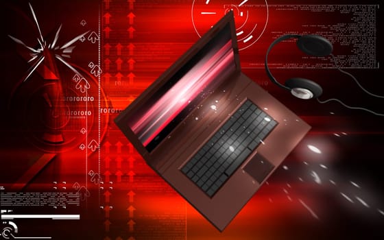 Digital illustration of lap top in colour background