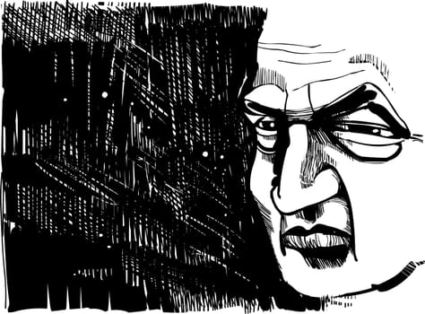 Drawing illustration of old man
