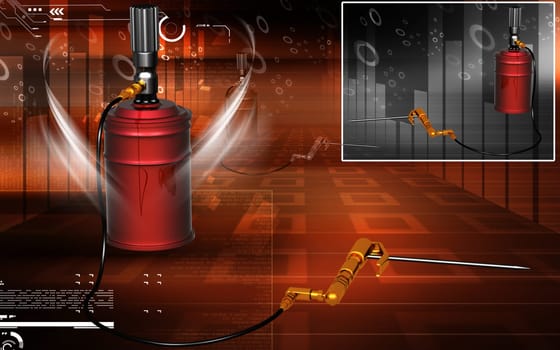 Digital illustration of air grease pump in colour background