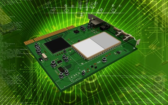 Digital illustration of video capture card in colour background