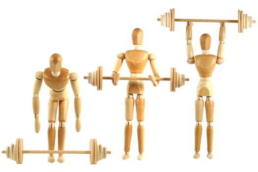 A Weight lifting wooden manikin series