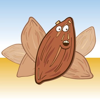Cartoon illustration of funny almond