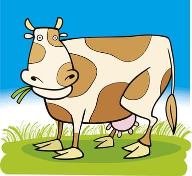 Cartoon illustration of farm cow