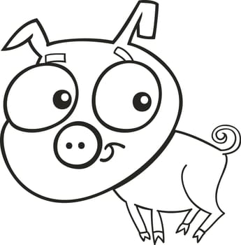 cartoon illustration of cute little piggy for coloring book