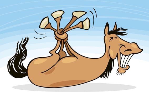Cartoon illustration of funny horse