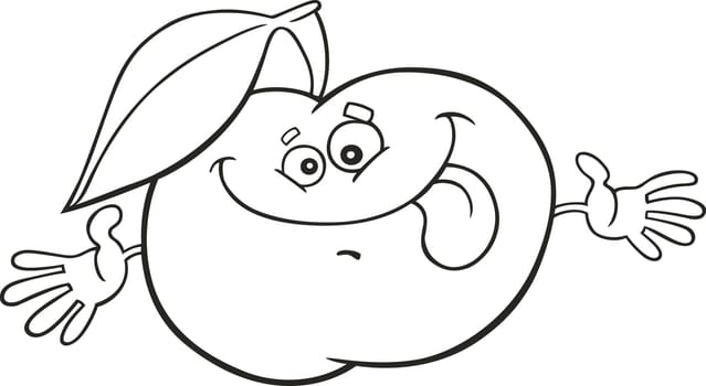 illustration of cartoon apple for coloring book