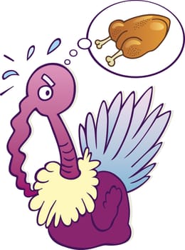 Illustration of terrified turkey before thanksgiving day