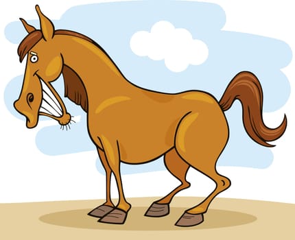 Cartoon illustration of funny horse